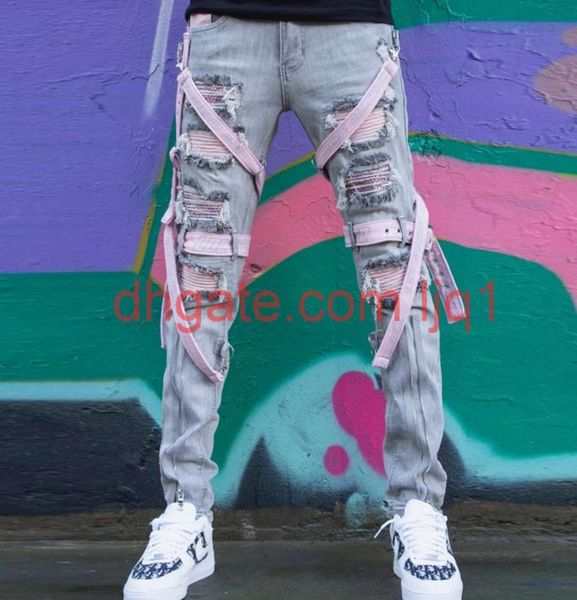

ibug wholekpop skinny ripped korean hip hop fashion pants cool mens urban clothing jumpsuit men039s jeans slp5122795, Blue