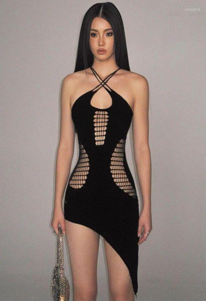 

casual dresses elegant sleeveless mini dress for women fashion outfits club party hollow out bodycon summer clothes7941335, Black;gray