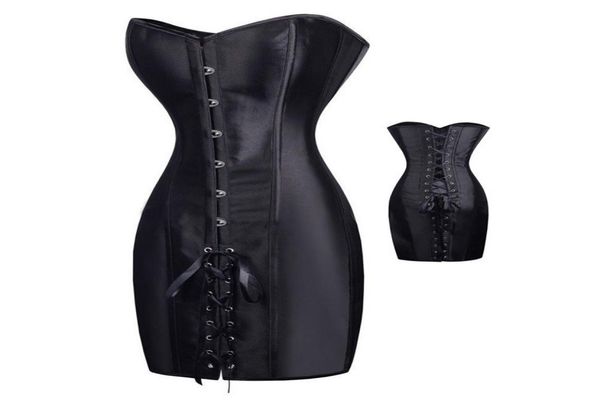 

special long waist corsets and bustiers gothic clothing black polyester corset dress spiked waist shaper corset s6xl4073840, Black;white