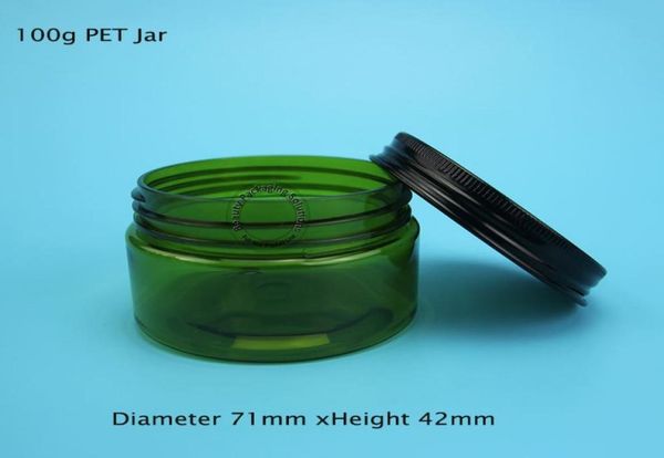 

10pcslot promotion 100g plastic cream jar cosmetic packaging pet 100ml container portable aluminum cap small refillable bottle9048654