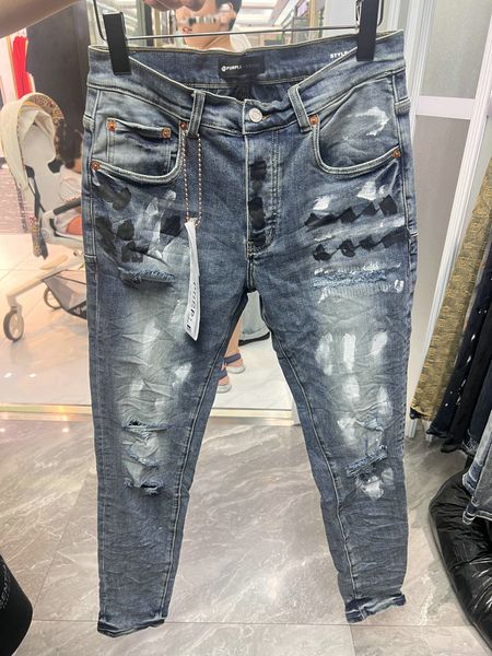 

purple1 mens jeans black cargo pants designer jeans skinny stickers light wash ripped motorcycle rock revival joggers true religions casual, Blue