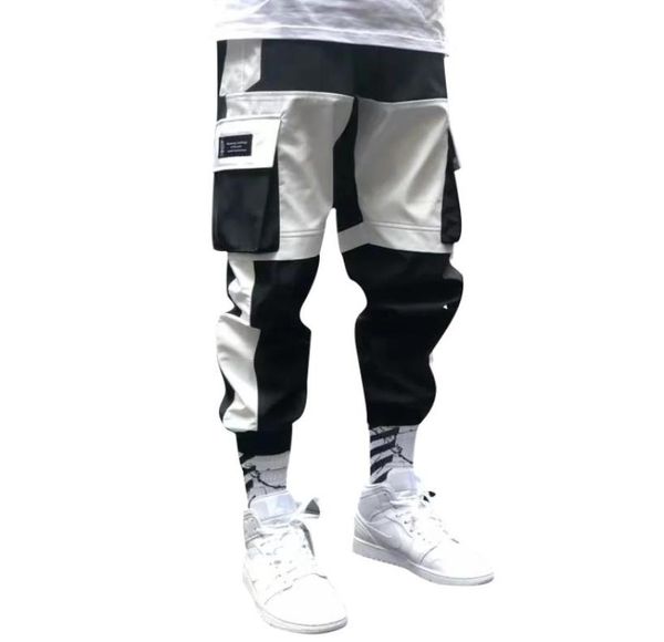 

men039s pants mens multi pocket cargo trousers track joggers streetwear hip hop casual male harajuku pant summer fashion8570576, Black