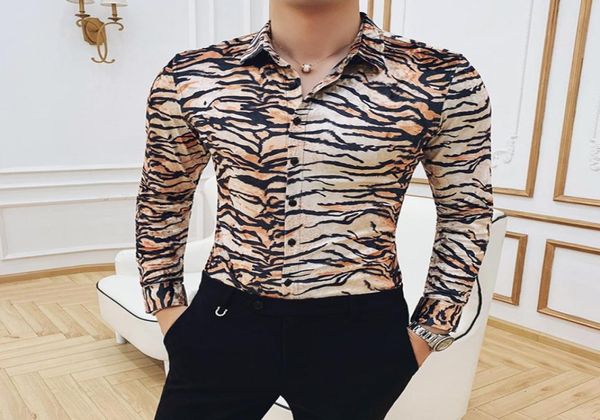 

men039s dress shirts animal print leopard long sleeve slim fit shirt men social keep warm personality shirts1413280, White;black