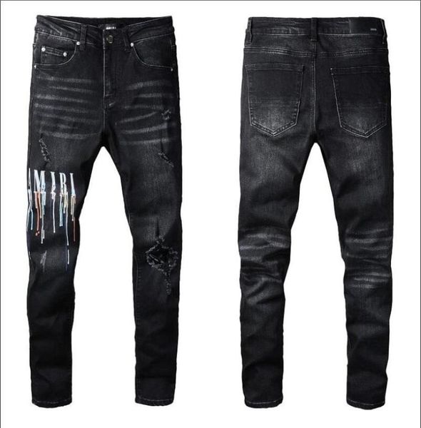 

mens designer jeans star high elastics distressed ripped slim fit motorcycle biker denim for men s fashion black pants0308225138, Blue