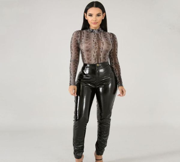 

streetwear reflective high waist pink leather pants summer women black trousers pantalon taille haute femme womens clothing 20202433540, Black;white