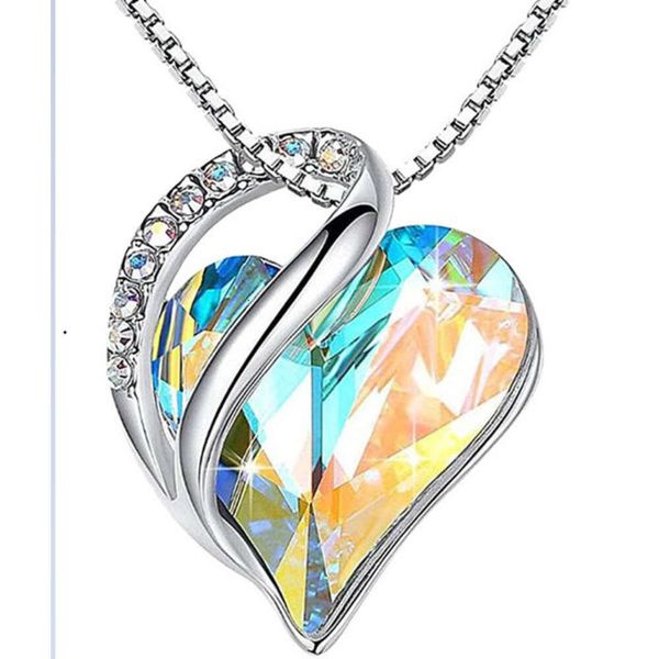 

designer style designer new product love shape geometry birthstone necklace jewelry women's clavicle chain gift, Silver