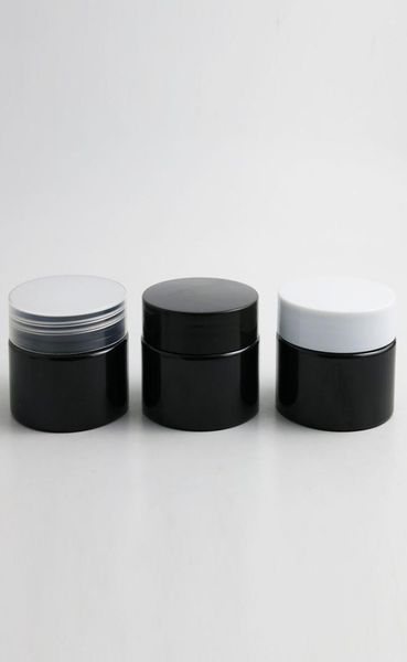 

24 x 100g empty black cosmetic cream containers cream jars 100cc 100ml for cosmetics packaging plastic bottles with plastic cap6469807