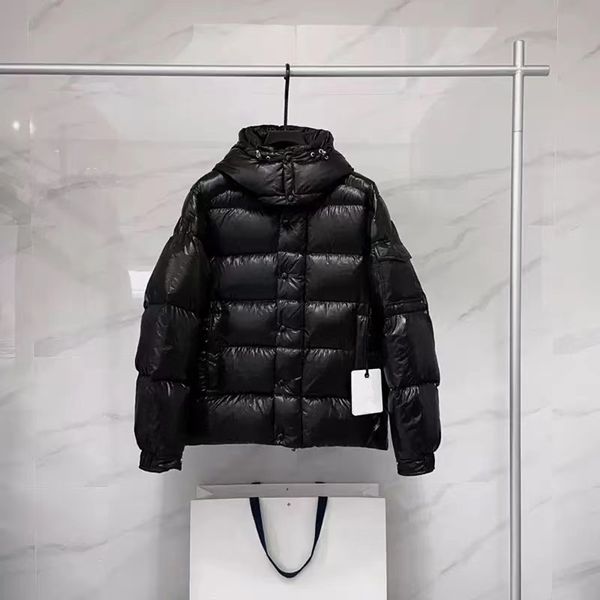 

2023 designer mens down jackets winter puffer thickened windbreaker classic hooded zip warm luxury brand clothing size 1-5 black white blue