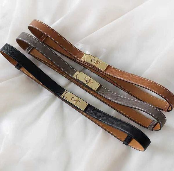 

belts suspenders h rotating buckle kelly leather thin versatile women's belt palm pattern decorative dress coat small waist seal i0k0, Black;green