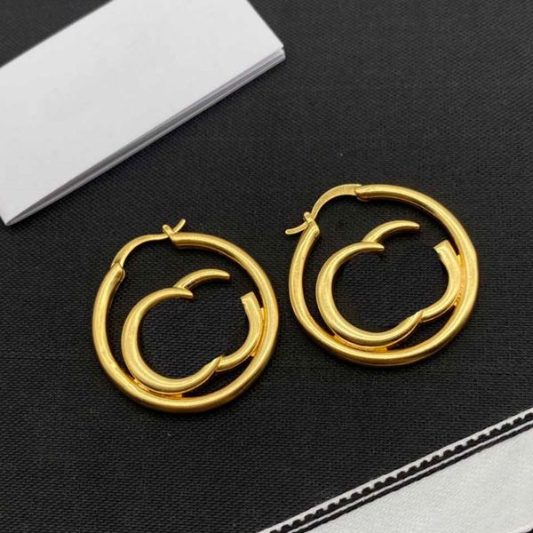 

famous 18k gold hoop earringslated luxury designer double letter stud hanging ring geometry women's long tassel earrings wedding party, Golden;silver