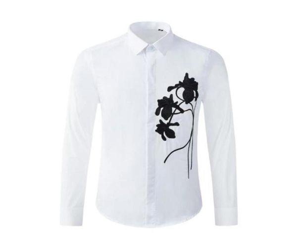 

2020 new arrival 100 cotton fashion style embroidery men long sleeve casual shirts size  l xl 2xl 3xl30830016523387, White;black