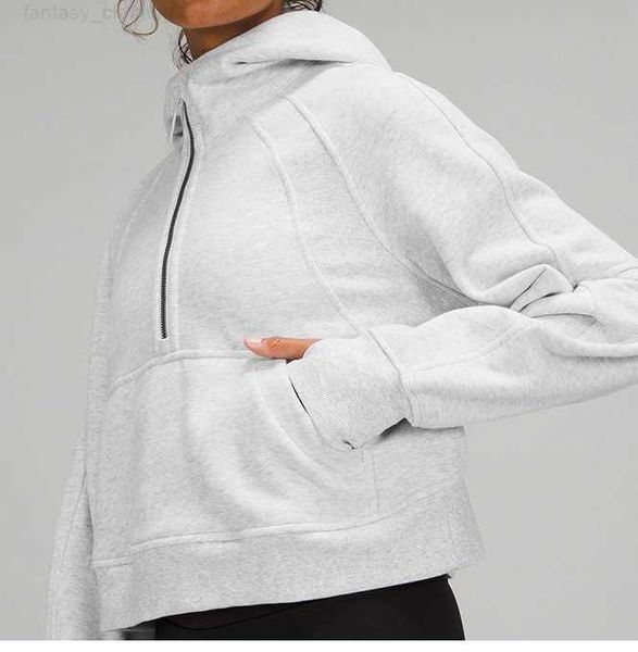 

lu-08 scuba hoodies women's sports half zip jacket brushed outdoor running gym coat sweatshirts, Black;brown