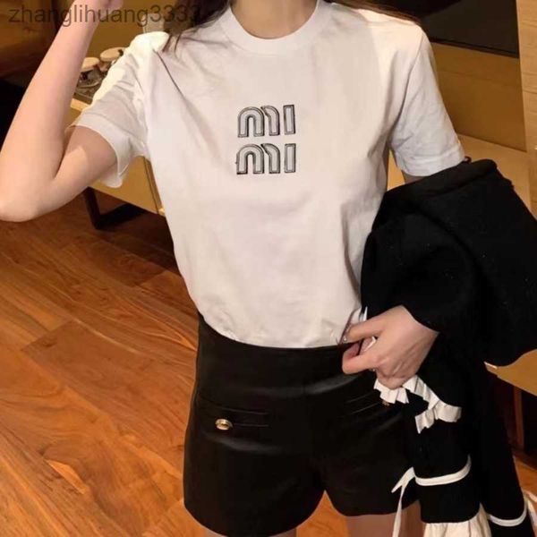 

mi2023 womenswear designer's new t-shirt high-quality monogram stick cloth embroidered fashion temperament short sleeve t-shirt, White