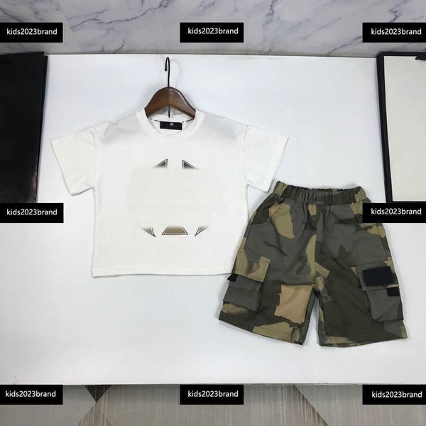 

black stain resistant kids clothes child sets baby summer suits 2pcs polo t-shirt and camo pocket decorative shorts tracksuit outdoor, White