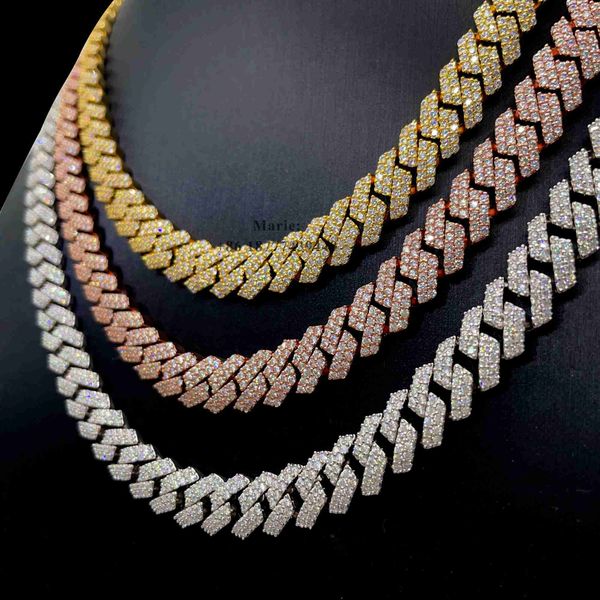 

hip hop jewelry 8mm 10mm wide luxury necklace for women moissanite cuban chain iced out lin, Silver