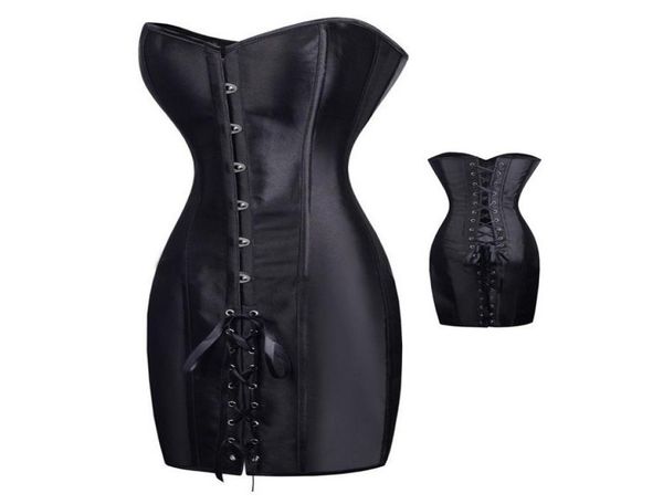 

special long waist corsets and bustiers gothic clothing black polyester corset dress spiked waist shaper corset s6xl8401038, Black;white