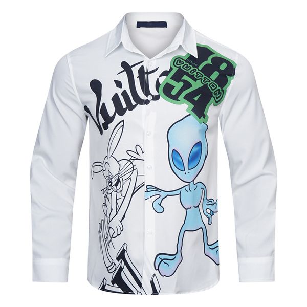 

men's casual shirts luxury floral print for men's autumn long sleeve slim asual shirt business social formal dress street party t, White;black