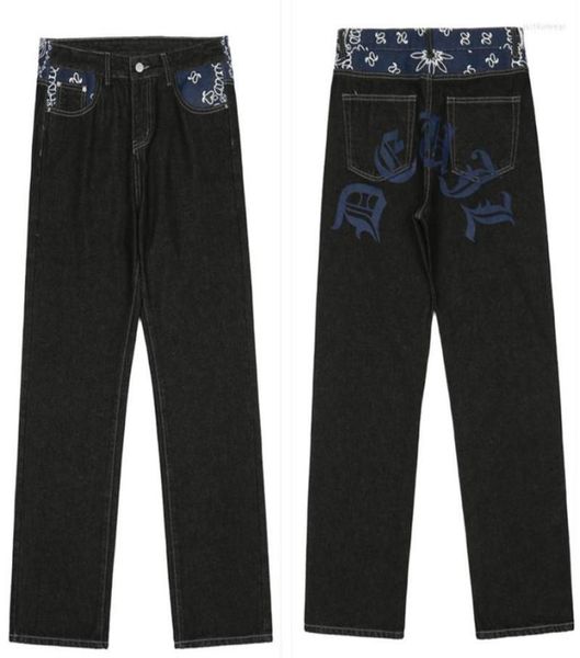 

print straight baggy punk jean men039s fashion harajuku pants printed oversize streetwear y2k black trendyol hip hop man6698319, Blue