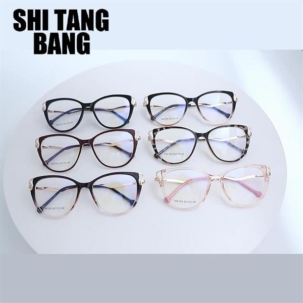 

sunglasses 2022 designer tr90 women cat eye glasses frames optical prescription anti blue metal leg female leopard eyewear276o, White;black