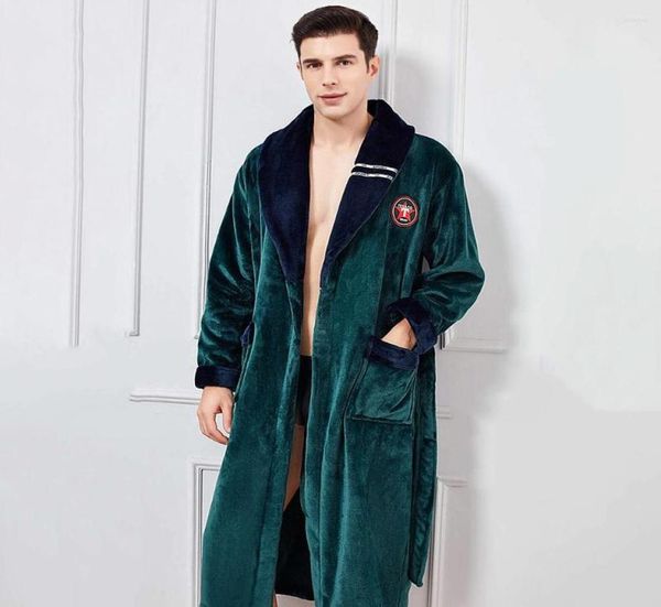 

men039s sleepwear bathrobe gown coral men winter warm fleece thicken robe nightgown kimono long sleeve lapel home dressing ling1735861, Black;brown