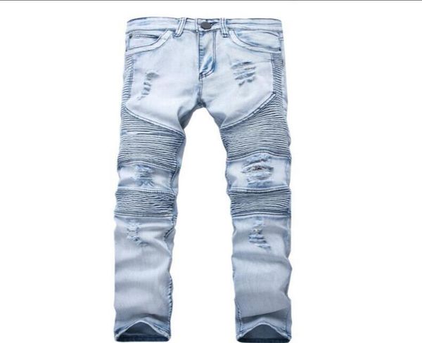 

2021 represent clothing pants slp blueblack destroyed mens slim denim straight biker skinny jeans men ripped jeans7217861, Blue