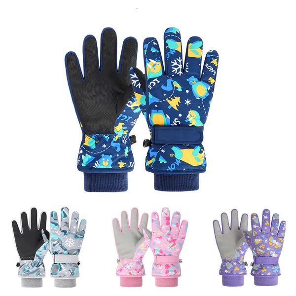 

children s mittens children kids ski gloves winter snowboard snow warm glove boys girl waterproof thicken keep finger 230818, White
