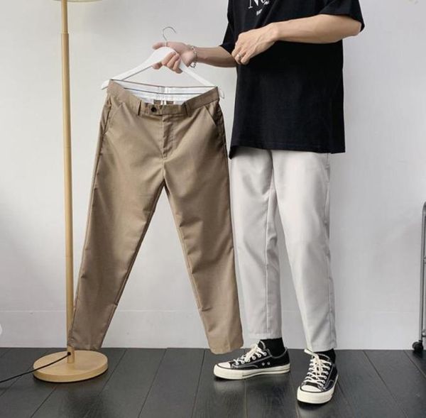 

2020 spring and summer new youth popular solid color men039s korean version of the nine points trousers fashion casual feet pan8964915787, White;black