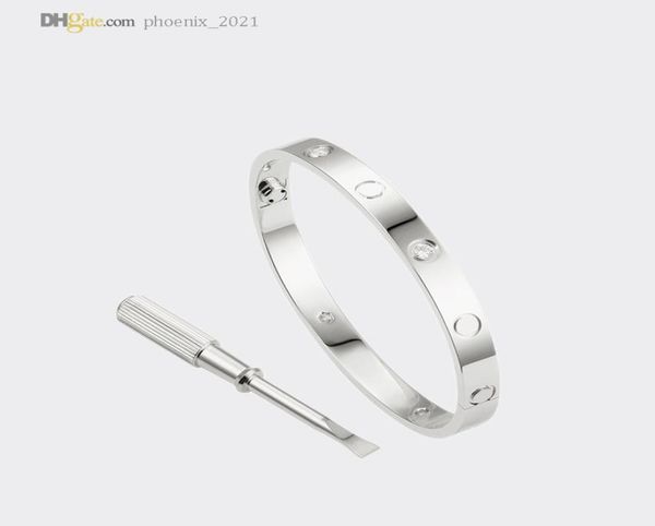 

love screw bracelet mens bangle designer bracelets for women silver bracelet 4 diamonds luxury jewelry titanium steel goldplated 9637617, Black