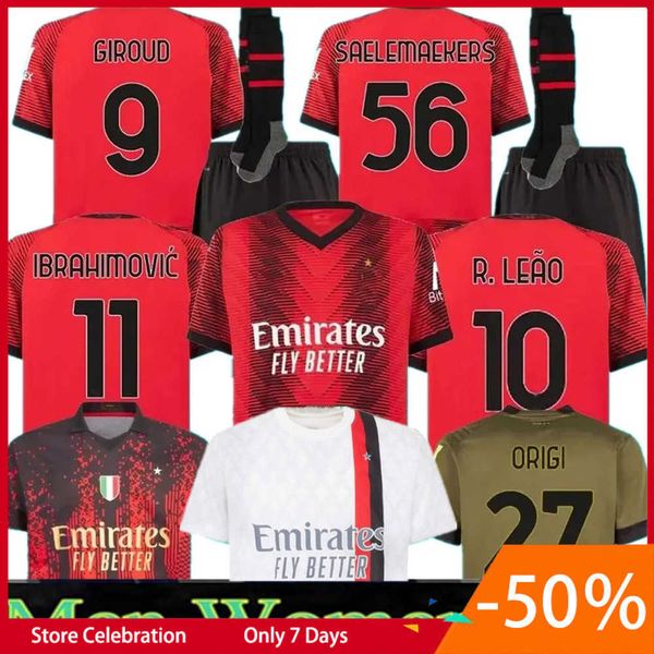 

ibrahimovic 22 23 24 koche soccer jerseys ac milans giroud de ketelaere r. leao tonali theo dest football shirt 2023 2024 special fourth men, White;black