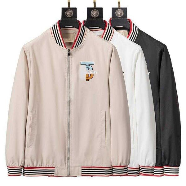 

business casual men jackets tb printing parka burb designer jacket nylon zipper coat mens trench coats, Black;brown