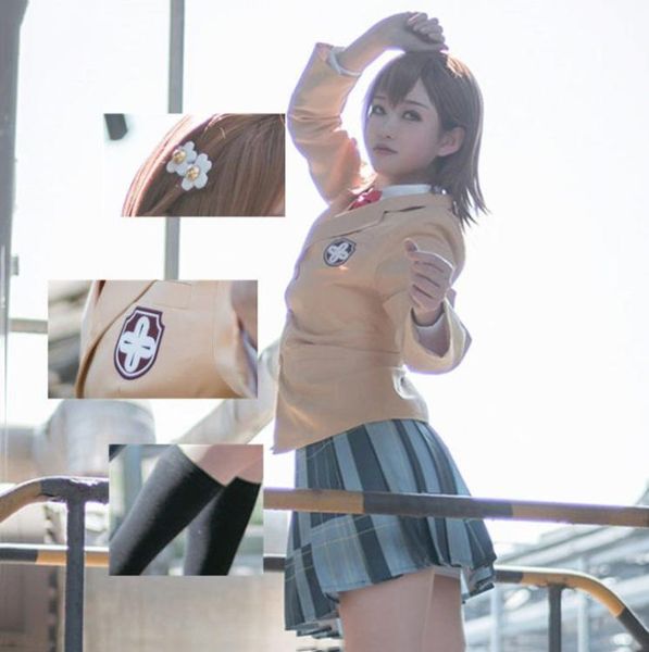 

anime toaru kagaku no railgun misaka mikoto cosplay costume clothes accessories wigs 458138, Black