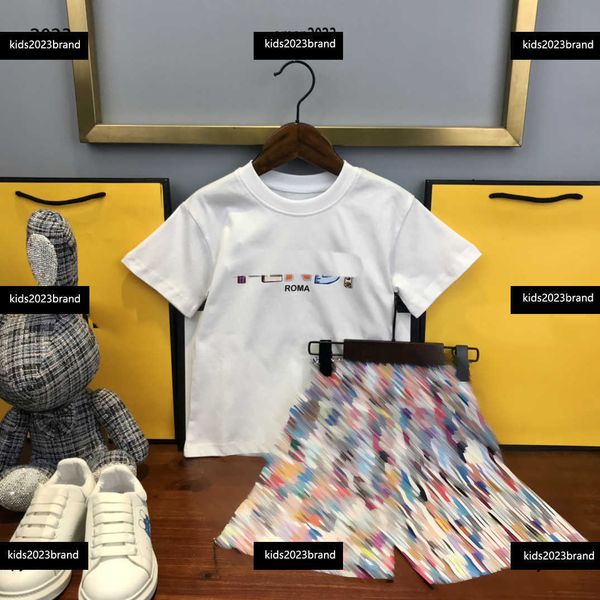 

tracksuits designer kids skirt baby set size 100-150 cm cloud patterned printed t-shirt and colorful letter printing shorts may10, White