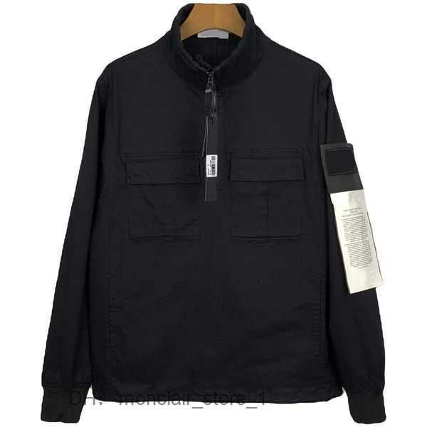 

compagnie cp high men's brand fashion washed half zipper tooling casual embroidered badge jacket stones island jumpers 2 b3v3, Black;brown