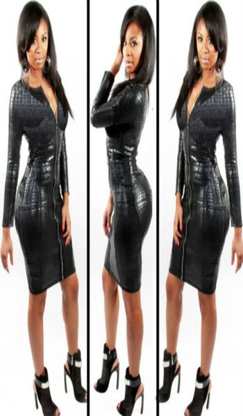 

plus size bbw dress women clothing black snakeskin faux leather bandage dress summer new zipper bodycon dress4460984, Black;gray
