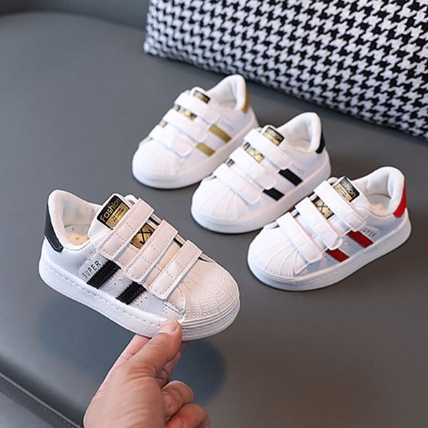 

athletic outdoor children's sneakers kids fashion design white non-slip casual shoes boys girls hook breathable sneakers toddler outdoo, Black