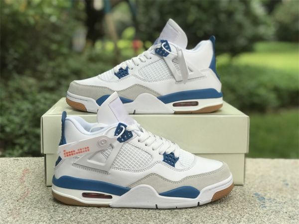 

flight basketball shoes jumpman 4 blue white sp og girls/woman sport sneaker with original box fast delivery