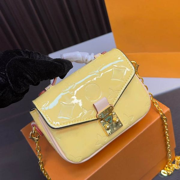 

classic five color women mini shoulder bag patent leather embossed letter flower luxury handbag vintage flip coin purse trend crossbody suit