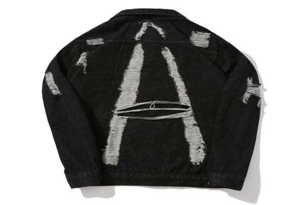 

men039s denim jacket hole loose cardigan jacket01234369856805297994, Black;brown