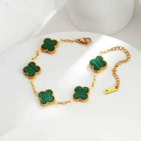 

designer charm bracelet fashion vintage 5 motifs bracelets clover leaf necklace luxury design wedding jewelry van 4/four flower 4r, Golden;silver