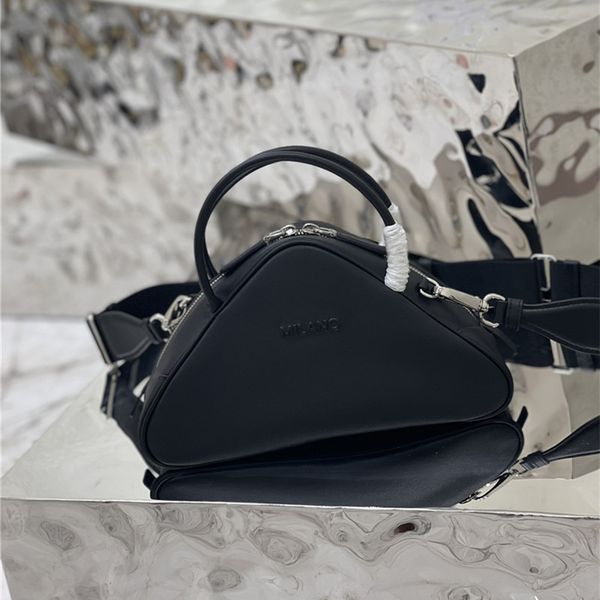 

designer luxury bags triangle bowling bag 1bb082 calfskin leather shoulder bag 9a quality