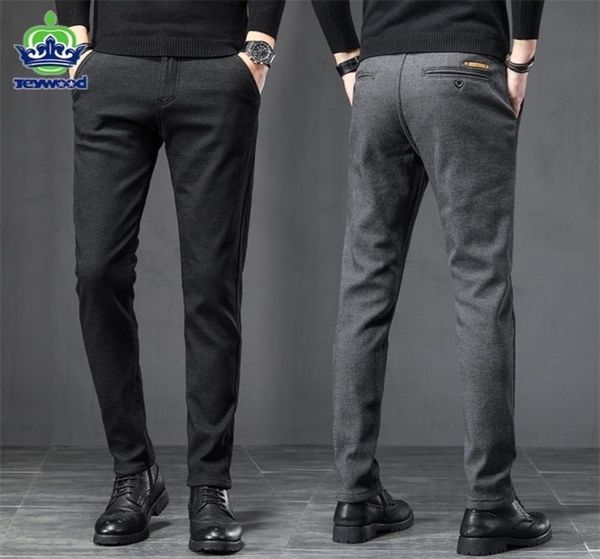 

spring autumn business dress pants men elastic waist frosted fabric casual trousers formal social suit pant costume homme 2203259125759, Black