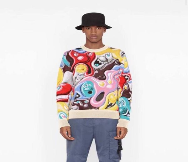 

2022 fall winter new arrival men woolen sweaters women cartoon pullovers handpainted tie dye knit kawaii kenny oneck jumper4479489, White;black