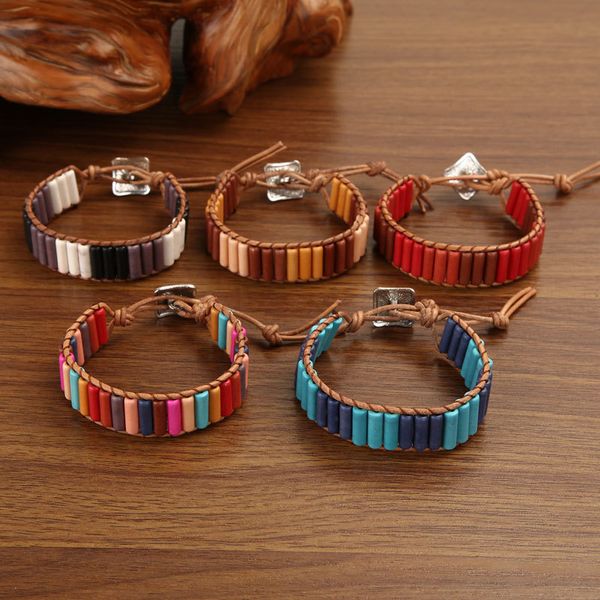 

bohemian style natural stone strands woven bracelet for lovers gift, Black