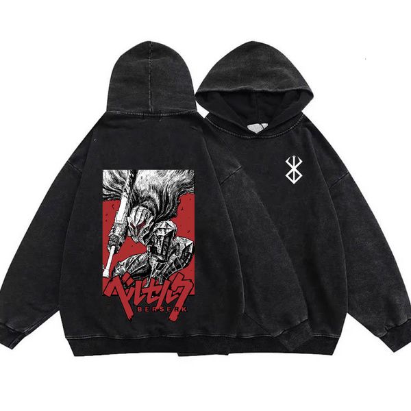 

men's hoodies sweatshirts anime hoodies casual long sleeve sweater oversized berserk hoodie graphic print sweatshirts y2k sweatshirt gu, Black