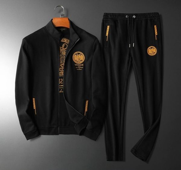 

trend 2020 autumn new slim cotton knit sweater embroidery casual men039s pants casual sports men039s suit jogger mxxxl2644544, Gray