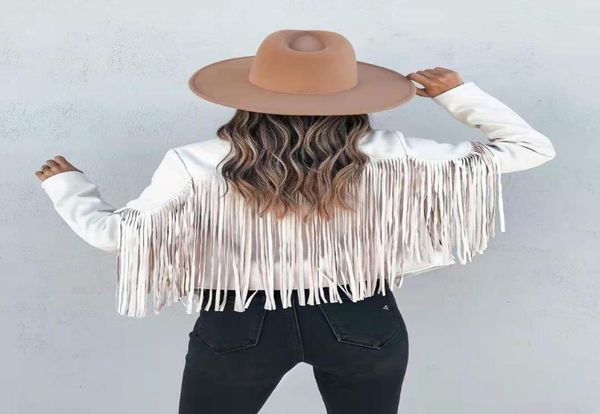 

women039s jackets autumn fashion for women slim short coats clothes longsleeved solid streetwear fringed woman leather jacket3308999, Black;brown