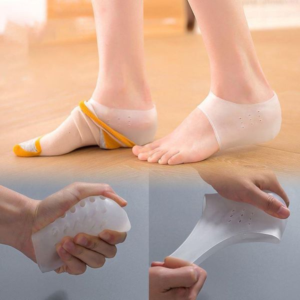 

shoe parts accessories invisible height increase silicone socks for men women elevator shoes cushion insoles with air heel insert taller 230, White;pink