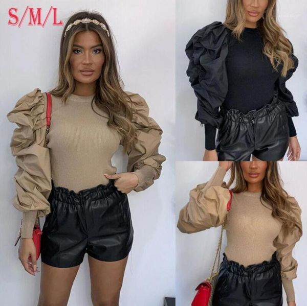 

vsllwq women long sleeve romper blouse ladies casual puff sleeve shirt bodysuit12978917, White