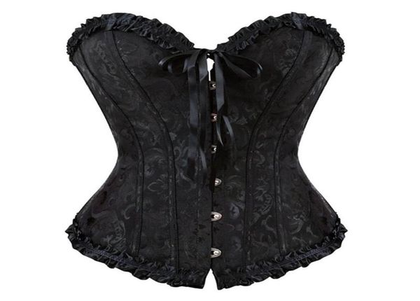 

corset overbust bustiers corsets women plus size breathable push up print lace bandage vintage victorian bridal corselet 6255793, Black;white