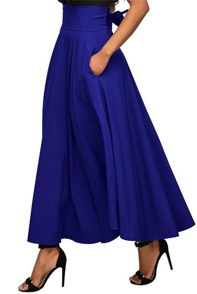 

skirts 2022 women skirt autumn and winter solid color elegant high waist bow tie long female plaid8728200, Black